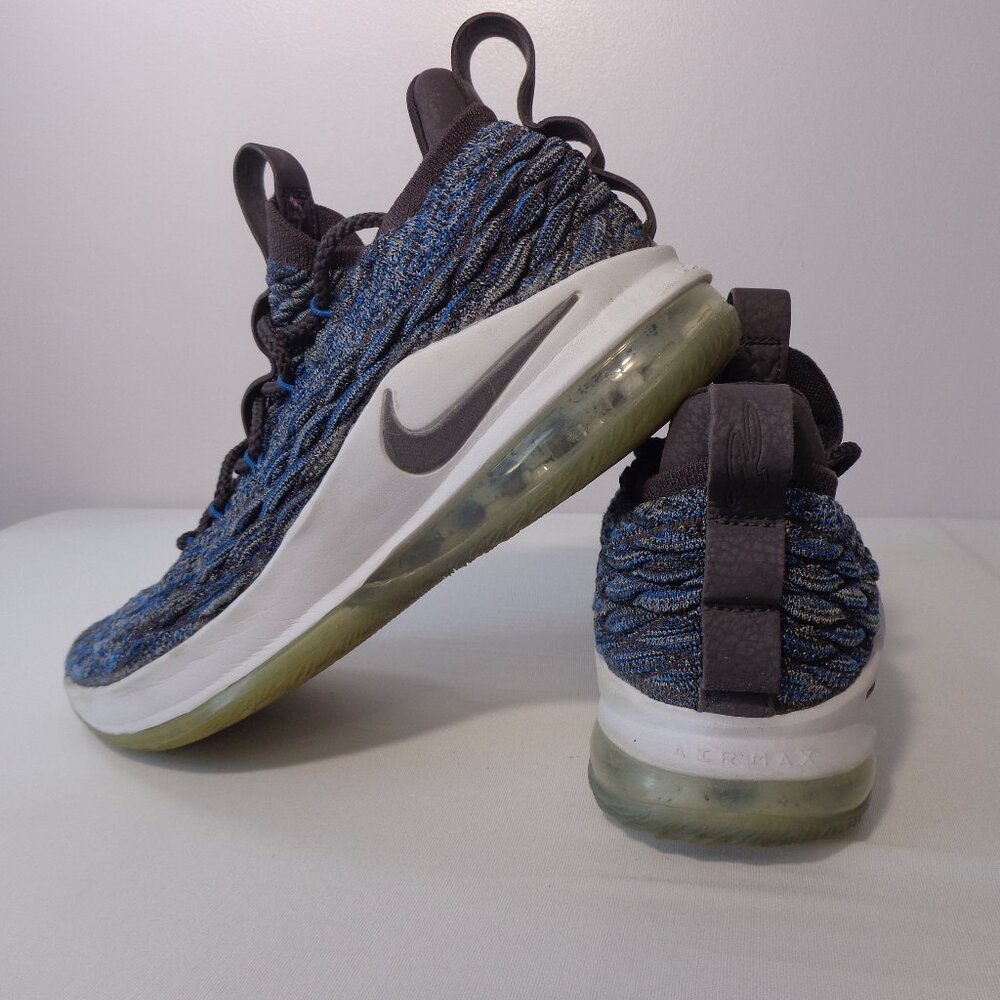 Nike LeBron 15 Low Shoes Blue Gray Basketball Air Max‎ AO1755-400 Men's Size 8